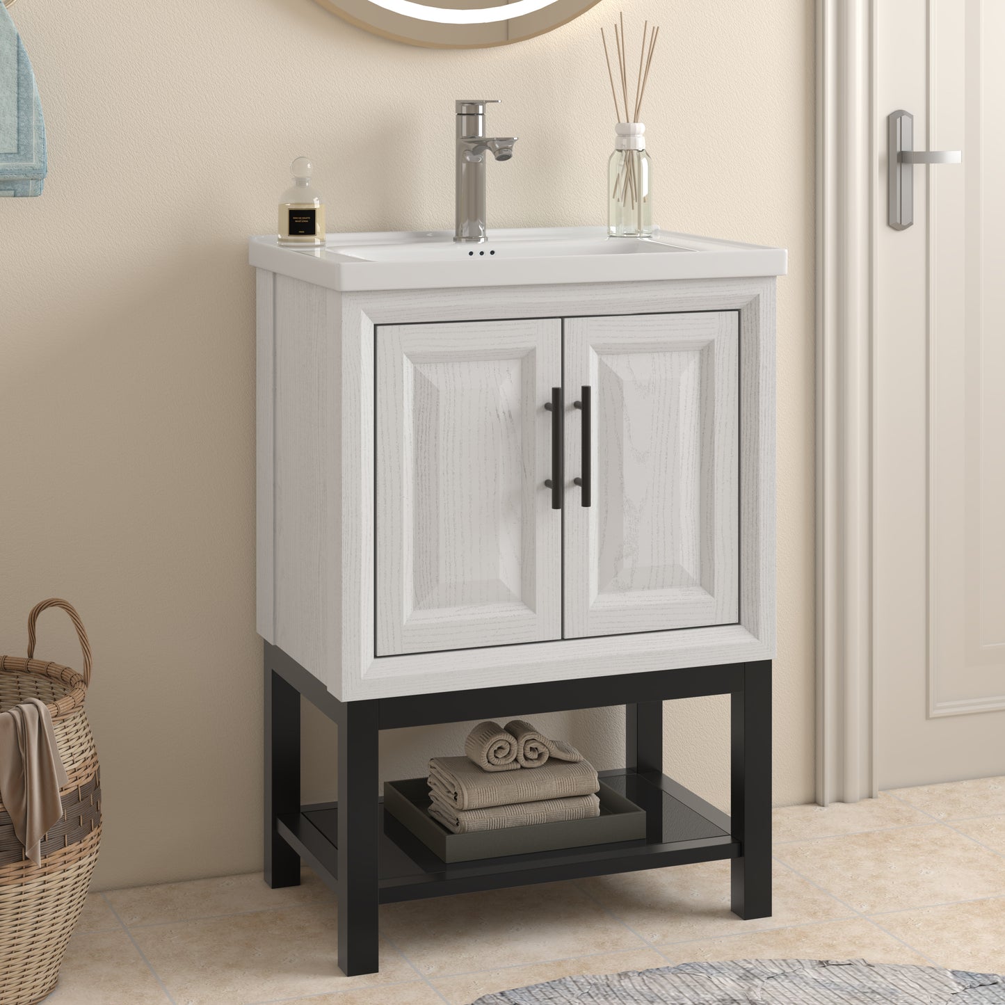 Festivo 24" FBV24222 Freestanding Bathroom Vanity with Ceramic Top-White