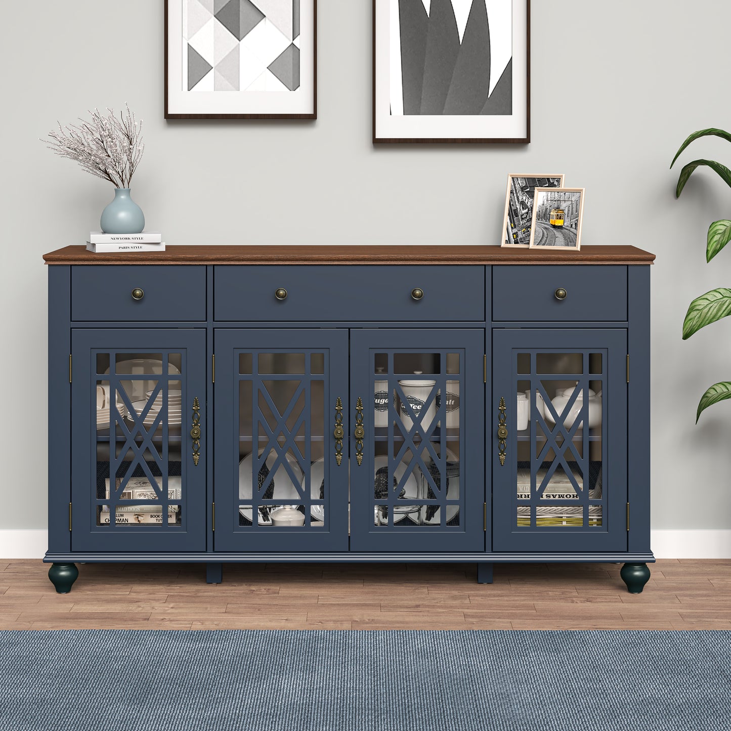 Festivo FCB24543 63" Buffet Sideboard Cabinet-Navy