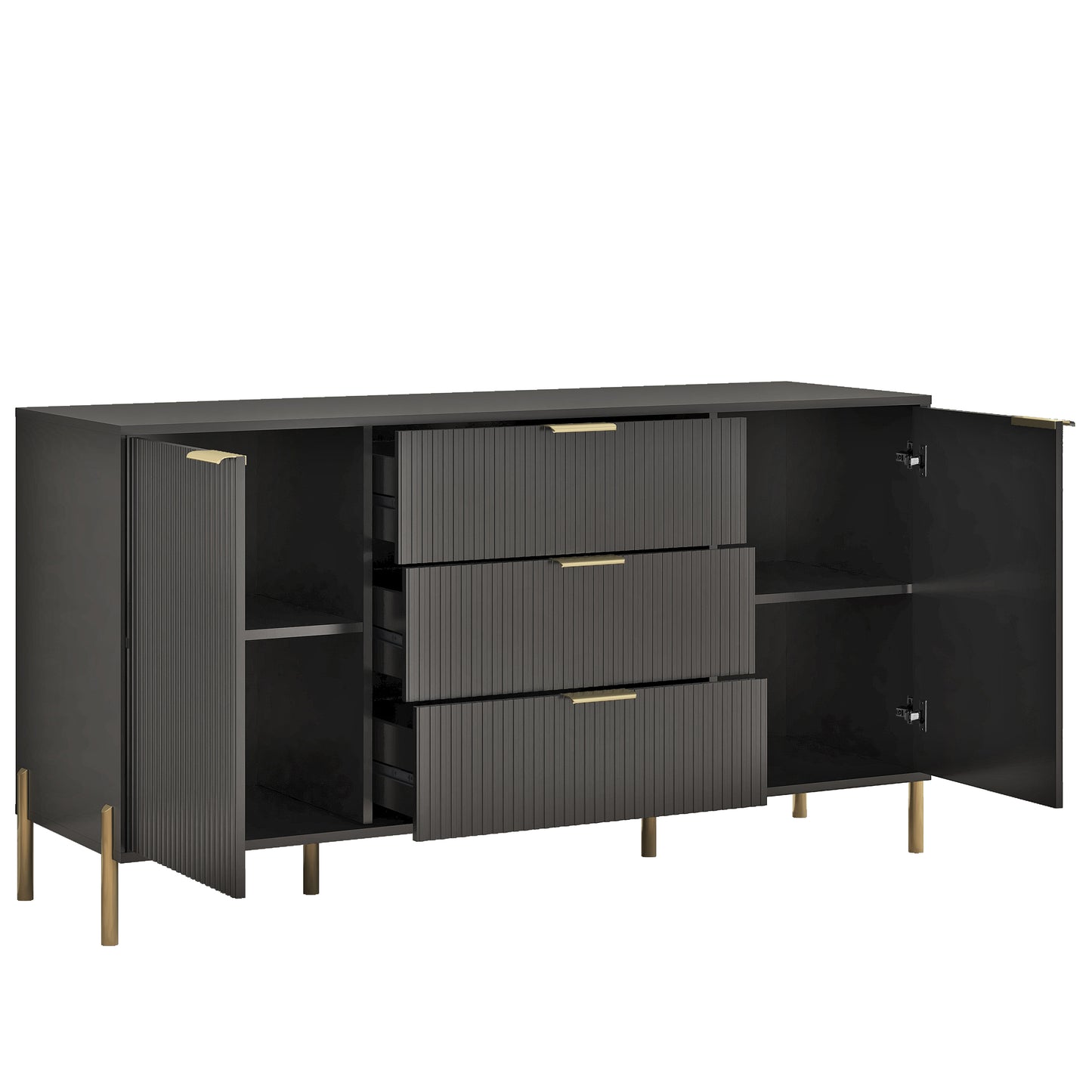 Festivo FDR23141 58" Bedroom Dresser with 6 Drawers-Black