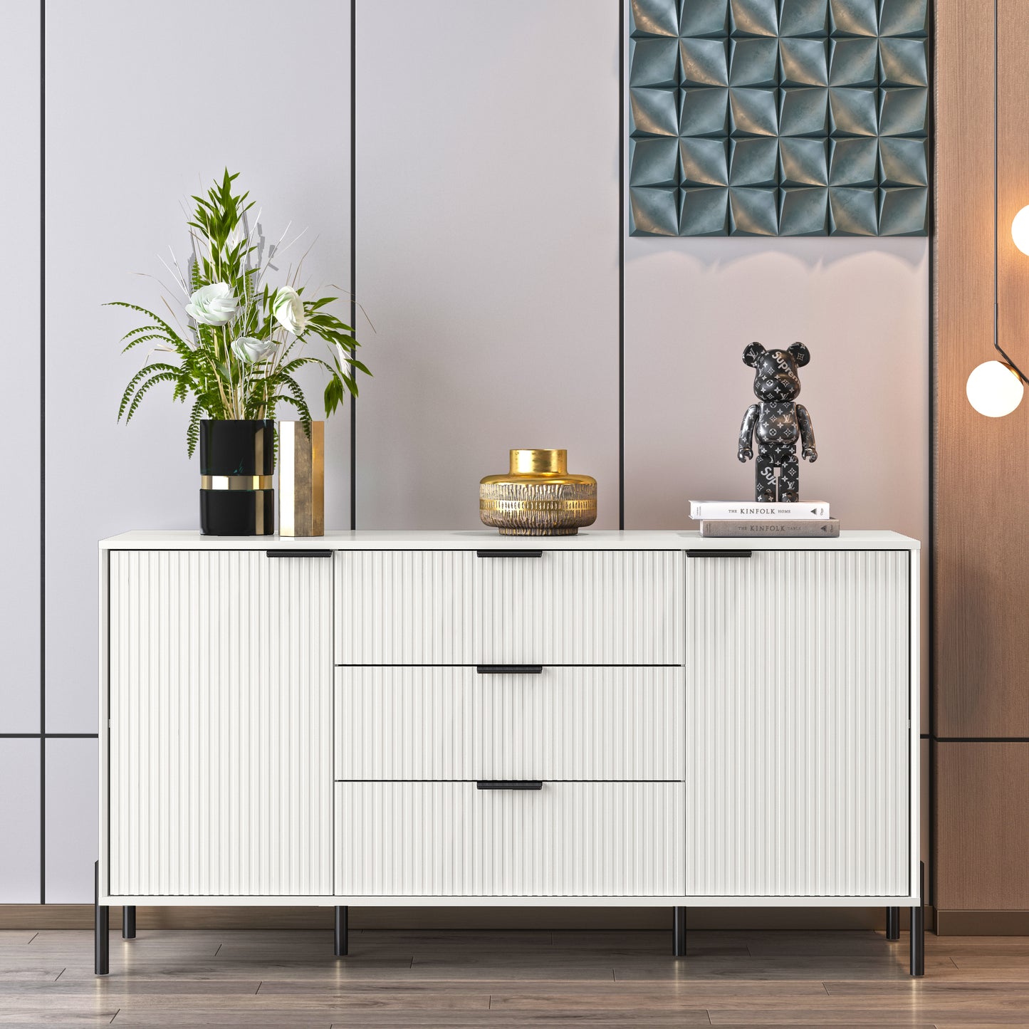 Festivo FDR23142 58" Bedroom Dresser with 6 Drawers-Offwhite