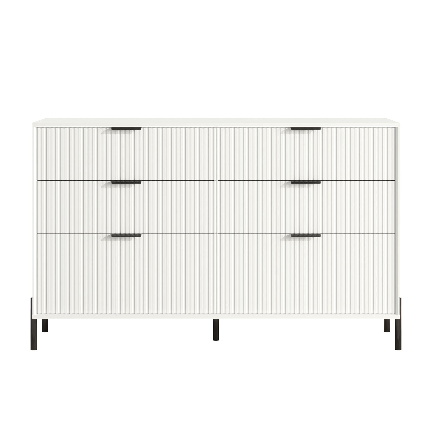 Festivo FDR23146 56" Bedroom Dresser with 6 Drawers-White