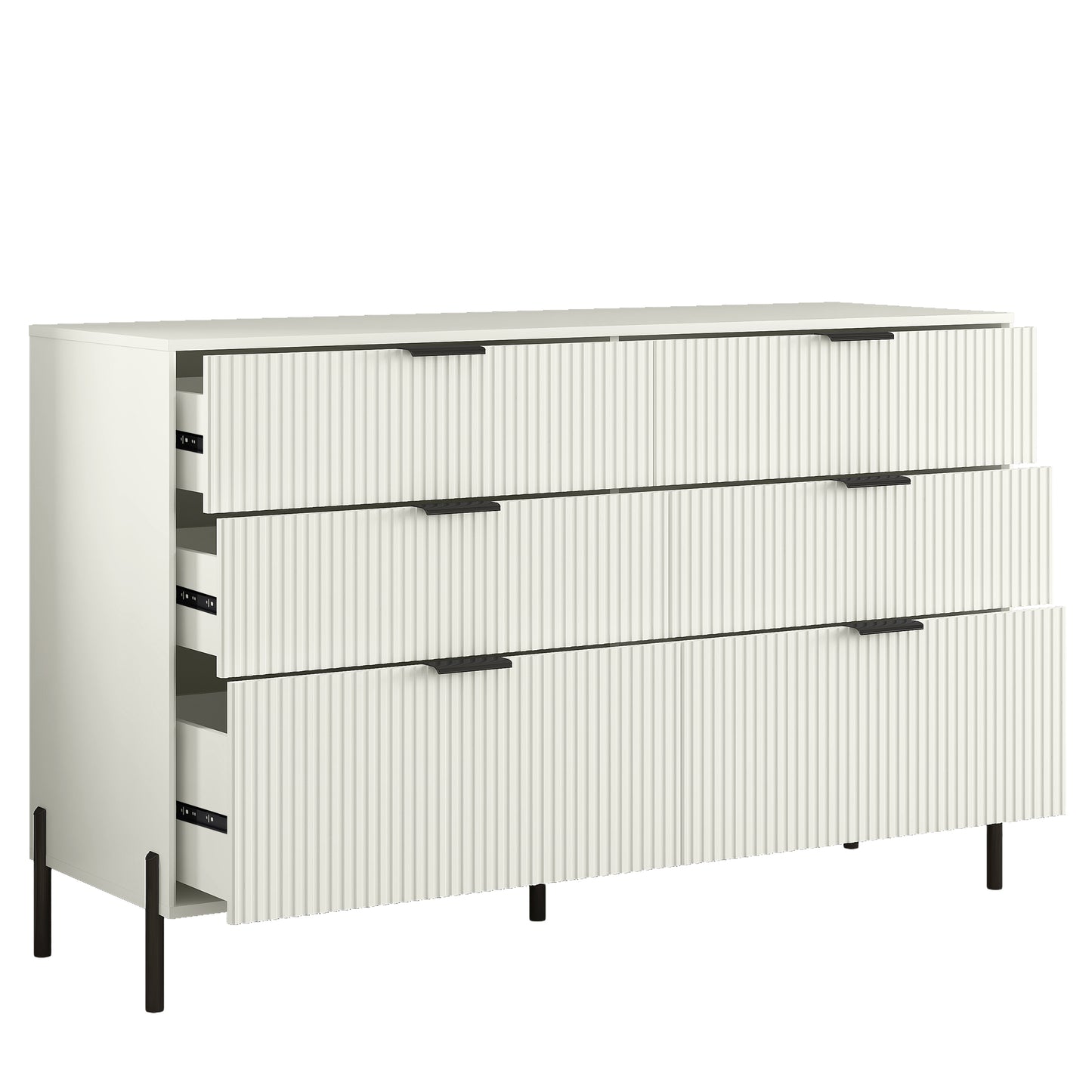 Festivo FDR23146 56" Bedroom Dresser with 6 Drawers-White