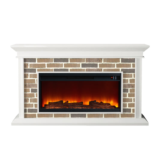 Festivo FFP22007 60" Electric Fireplace Mantel with Faux Brick-White