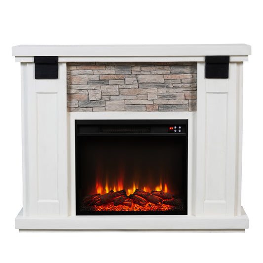 Festivo FFP23612 48" Electric Fireplace Mantel with Faux Brick-White