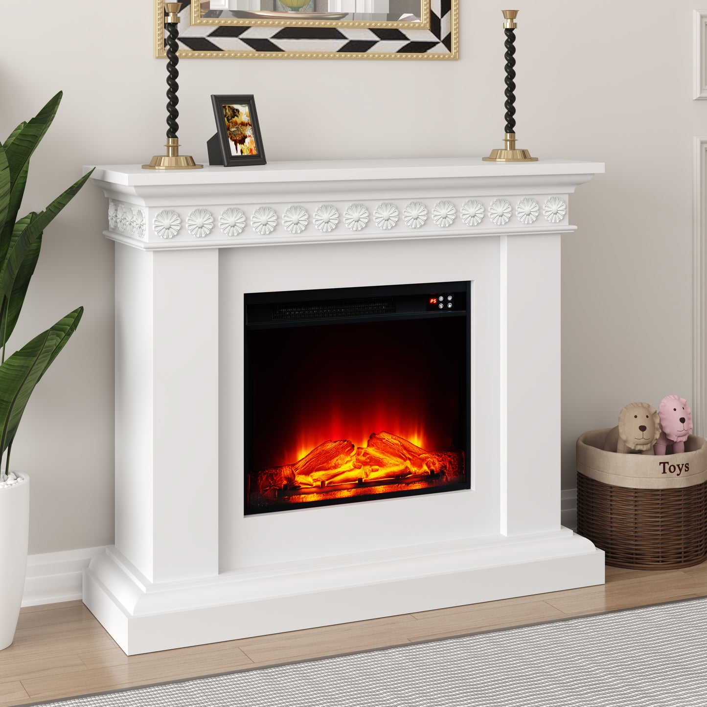 Festivo FFP24125 46.5" Electric Fireplace Mantel-White