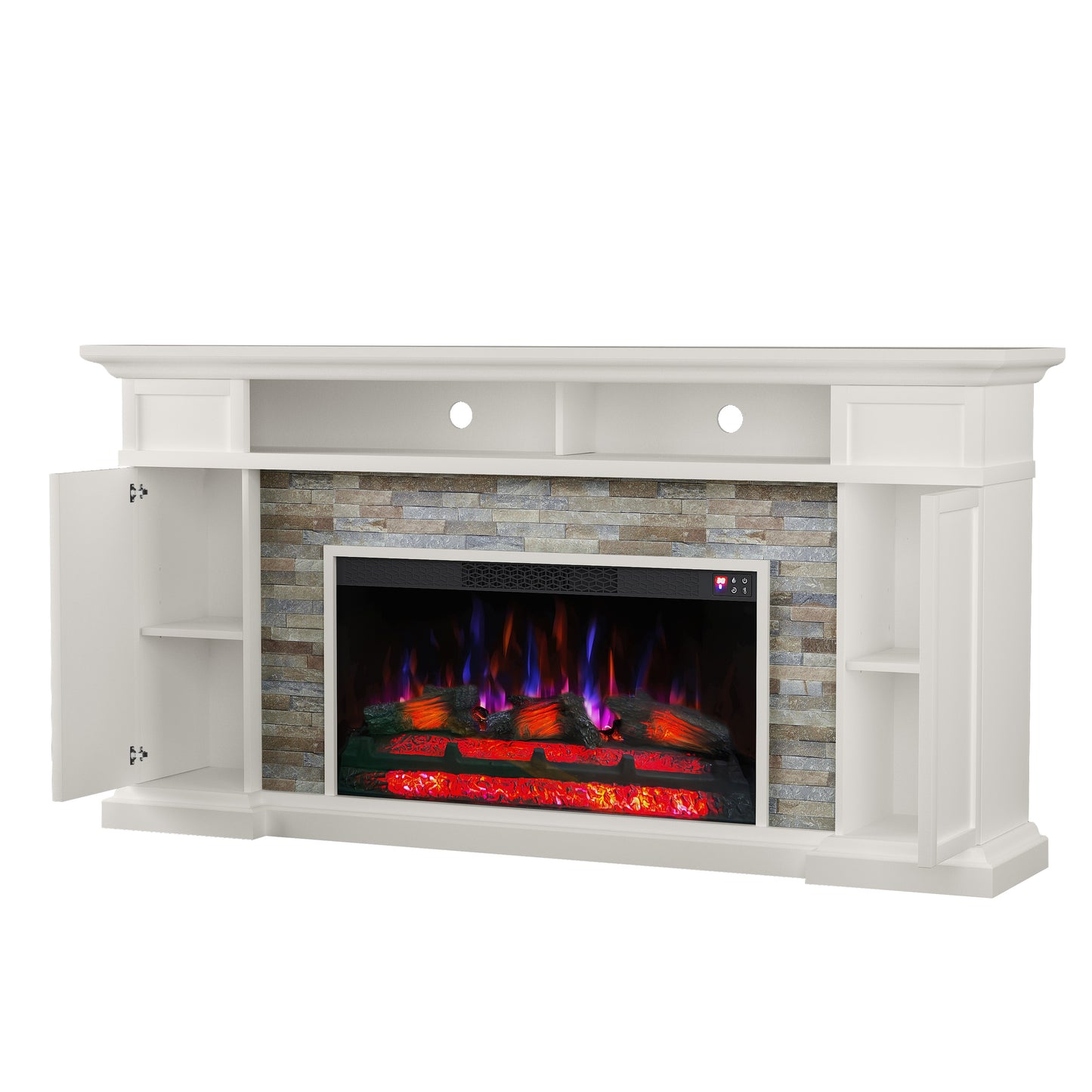 Festivo FFP24178 70" Electric Fireplace Mantel with Faux Brick-White