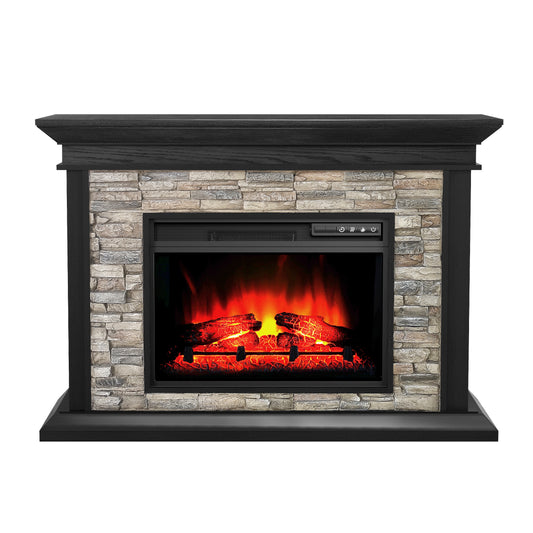 Festivo FFP24340 50" Electric Fireplace Mantel with Faux Brick-Black