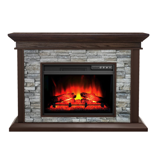 Festivo FFP24341 50" Electric Fireplace Mantel with Faux Brick-Brown