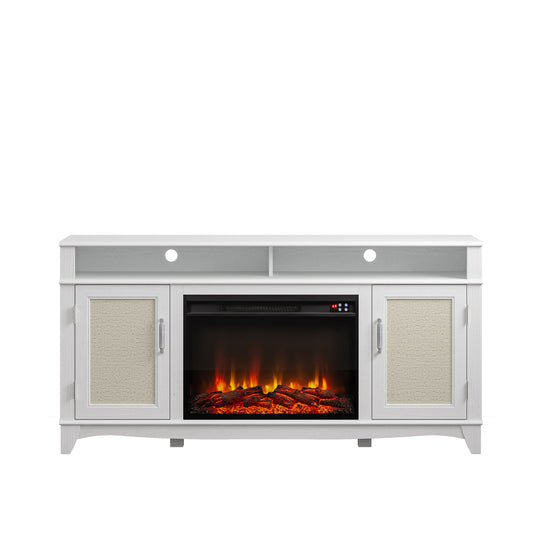 Festivo FTS23222 63" TV Stand with 26" Electric Fireplace-White