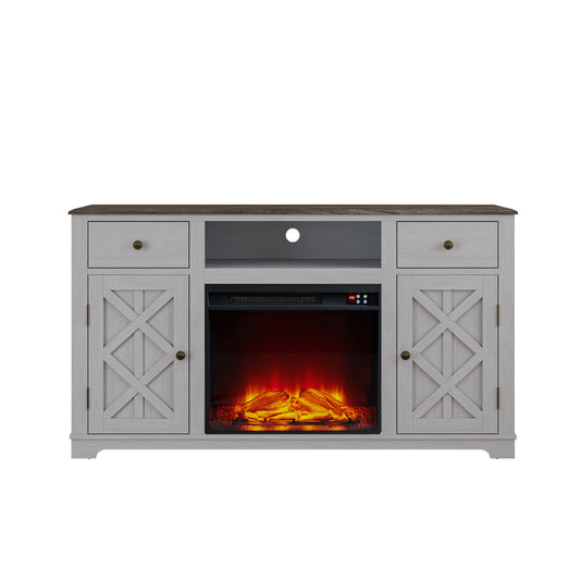 Festivo FTS23227 63" TV Stand with 23" Electric Fireplace-Grey