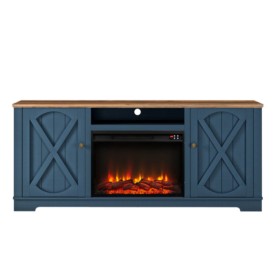 Festivo FTS23235 70" TV Stand with 26" Electric Fireplace-Navy