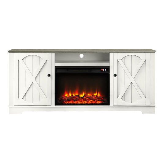 Festivo FTS23236 70" TV Stand with 26" Electric Fireplace-White