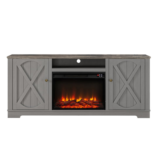 Festivo FTS23237 70" TV Stand with 26" Electric Fireplace-Grey