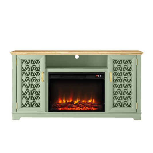 Festivo FTS23520 60" TV Stand with 26" Electric Fireplace-Green