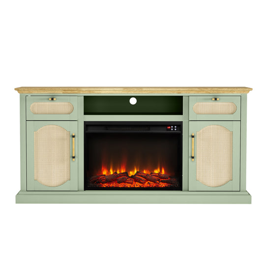 Festivo FTS23527 62" TV Stand with 26" Electric Fireplace-Green