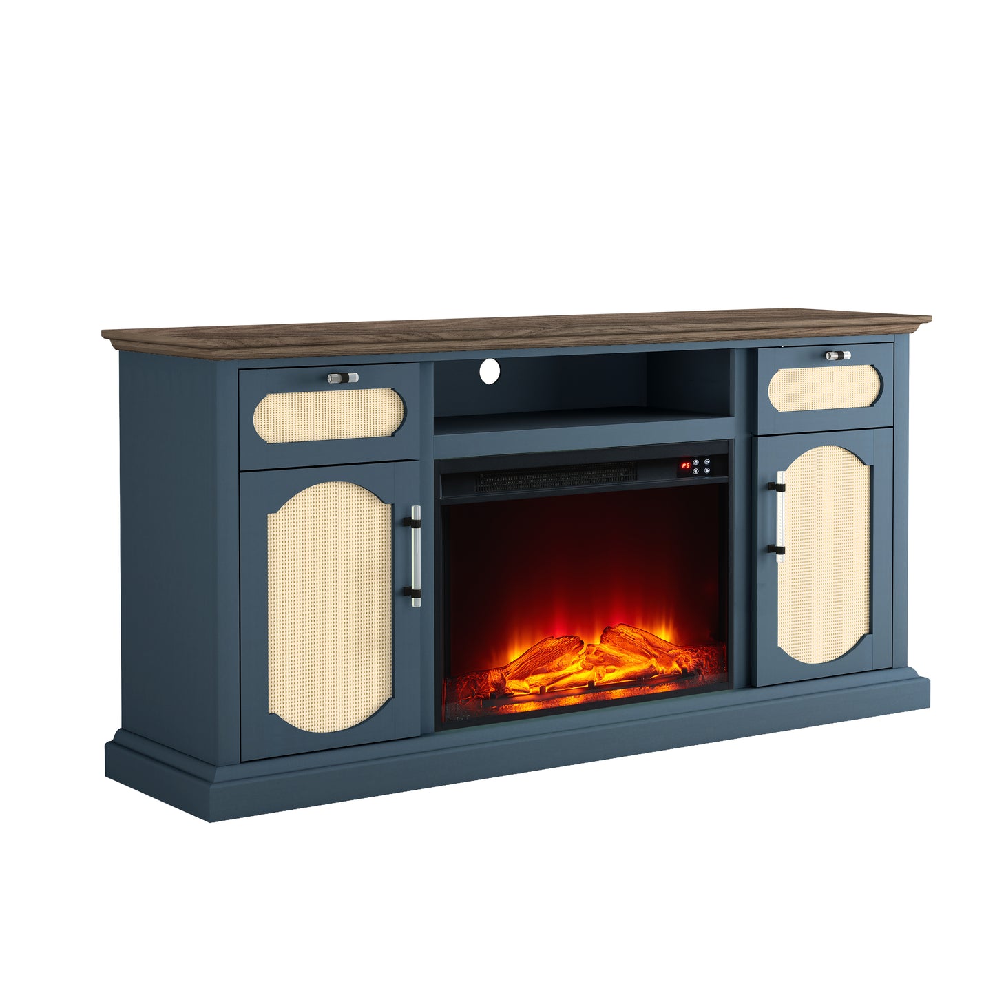 Festivo FTS23528 62" TV Stand with 26" Electric Fireplace-Navy