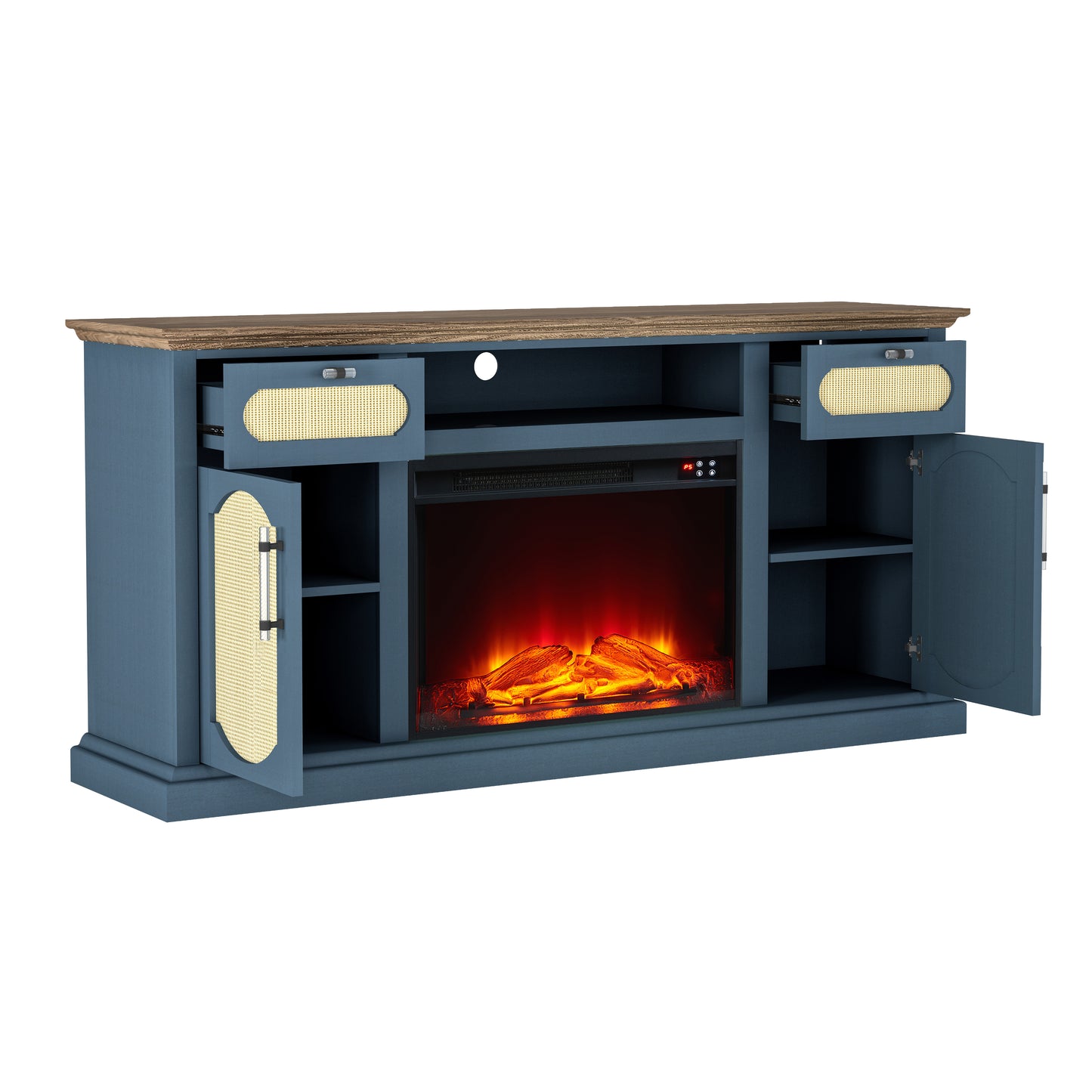 Festivo FTS23528 62" TV Stand with 26" Electric Fireplace-Navy