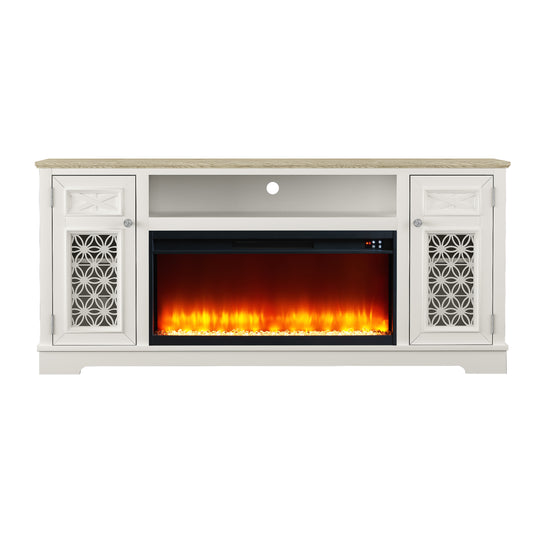 Festivo FTS24273 70" TV Stand with 36" Electric Fireplace-White