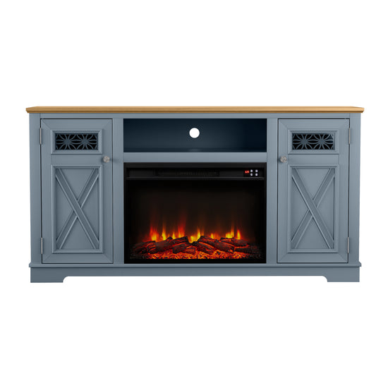 Festivo FTS24280 61" TV Stand with 26" Electric Fireplace-Blue