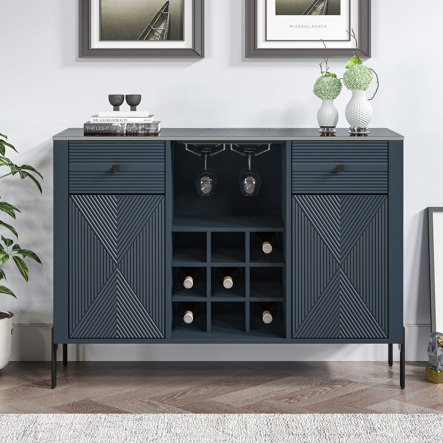 Festivo FWC23802 42" Wine Cabinet-Navy