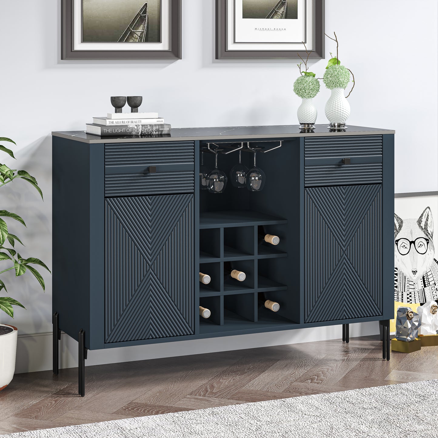 Festivo FWC23802 42" Wine Cabinet-Navy