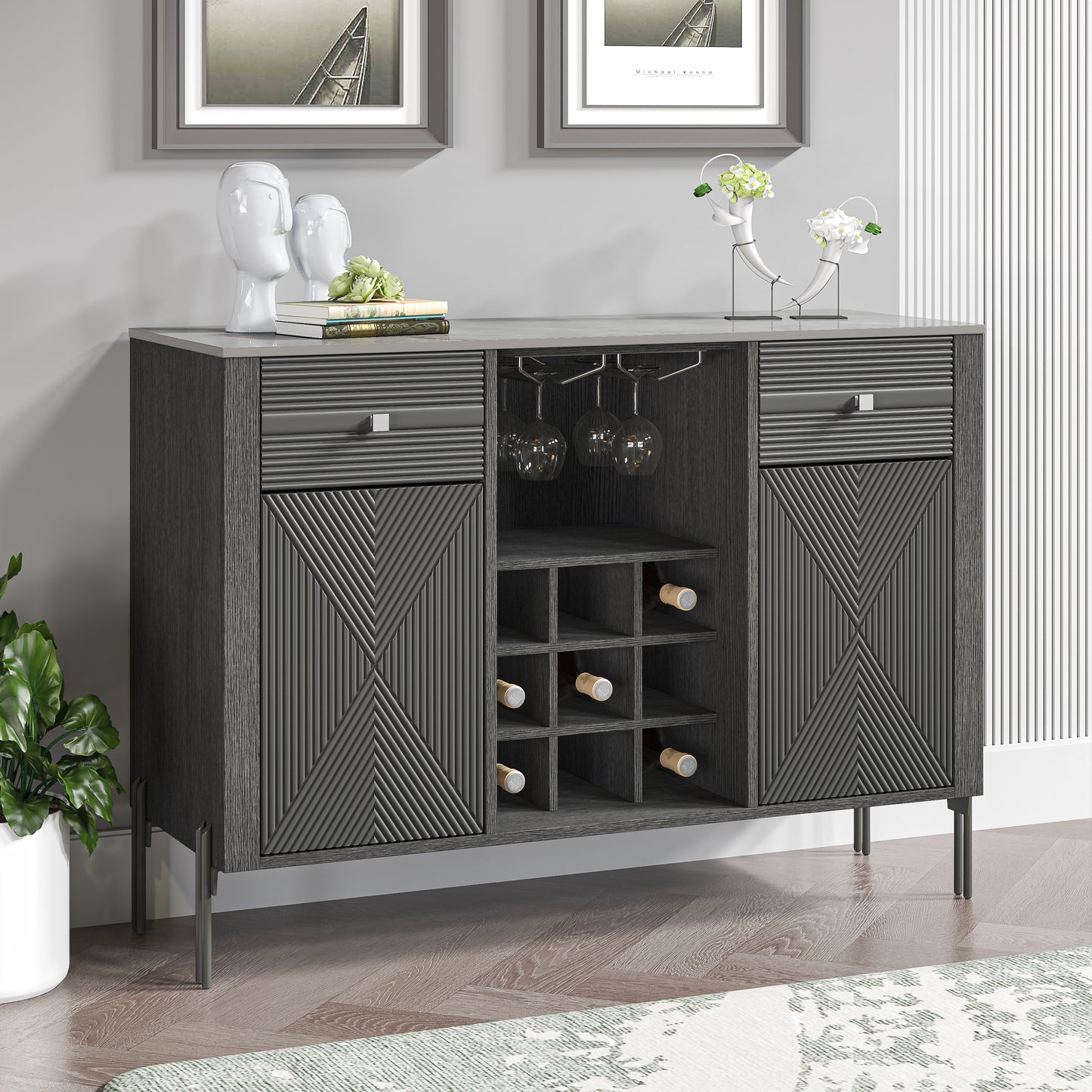 Festivo FWC23803 42" Wine Cabinet-Grey